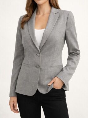 Talbots blazer gray 2 button lined vintage style preppy SZ 4P